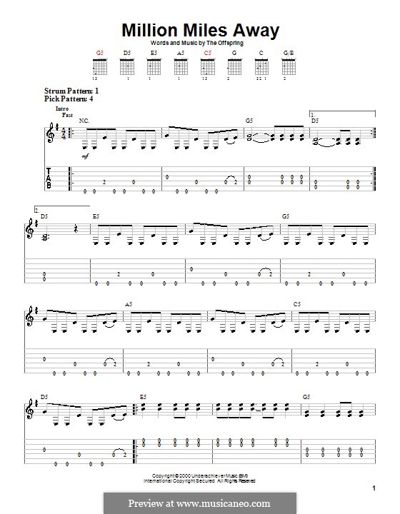 Million Miles Away by The Offspring sheet music on MusicaNeo