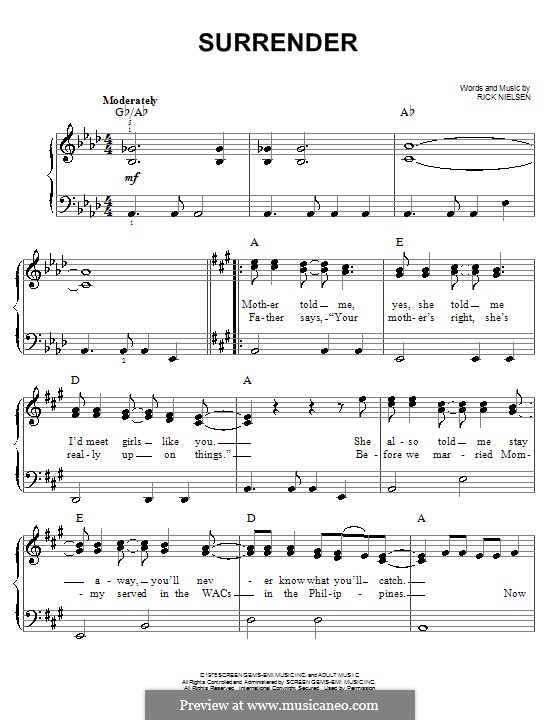 Surrender (Cheap Trick) by R. Nielsen sheet music on MusicaNeo