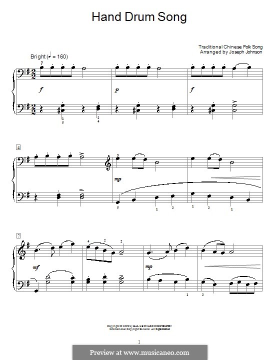 Hand Drum Song by folklore sheet music on MusicaNeo