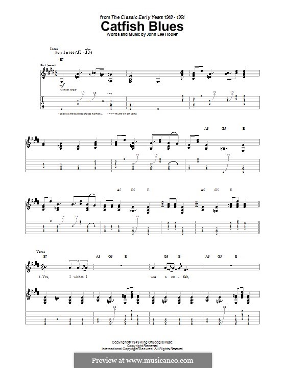 Catfish Blues by J.L. Hooker sheet music on MusicaNeo