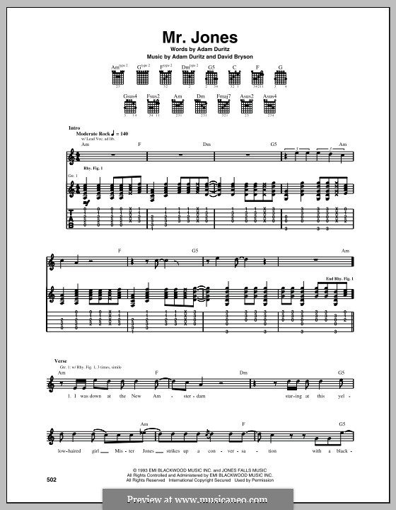 Mr Jones Guitar Chords