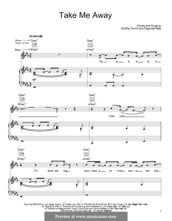 Take Me Away (John Legend) by R. Perry, NeYo sheet music on MusicaNeo