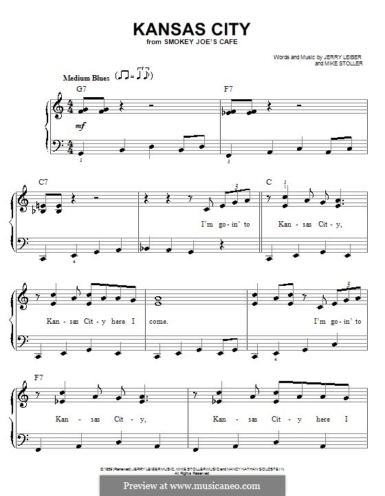 Kansas City by J. Leiber, M. Stoller sheet music on MusicaNeo