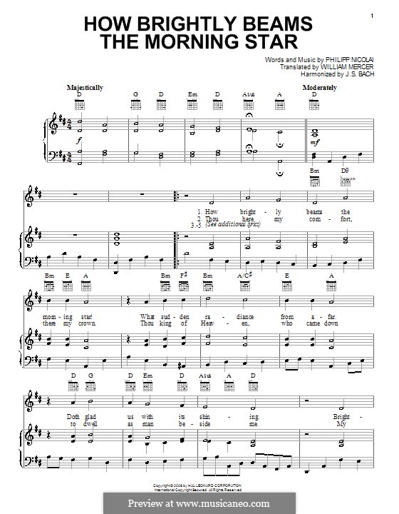 How Brightly Beams the Morning Star by J.S. Bach sheet music on MusicaNeo