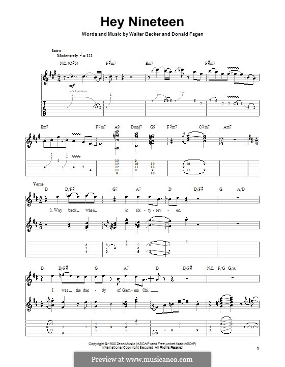 Hey (Steely Dan) by D. Fagen, W. Becker sheet music on MusicaNeo