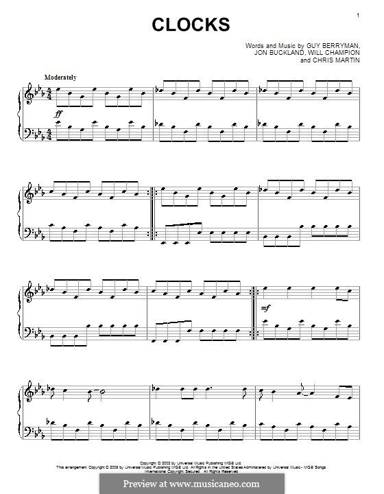 Clocks (Coldplay) by C. Martin, G. Berryman, J. Buckland, W. Champion