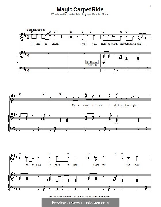 Magic Carpet Ride (Steppenwolf) by J. Kay, R. Moreve on MusicaNeo