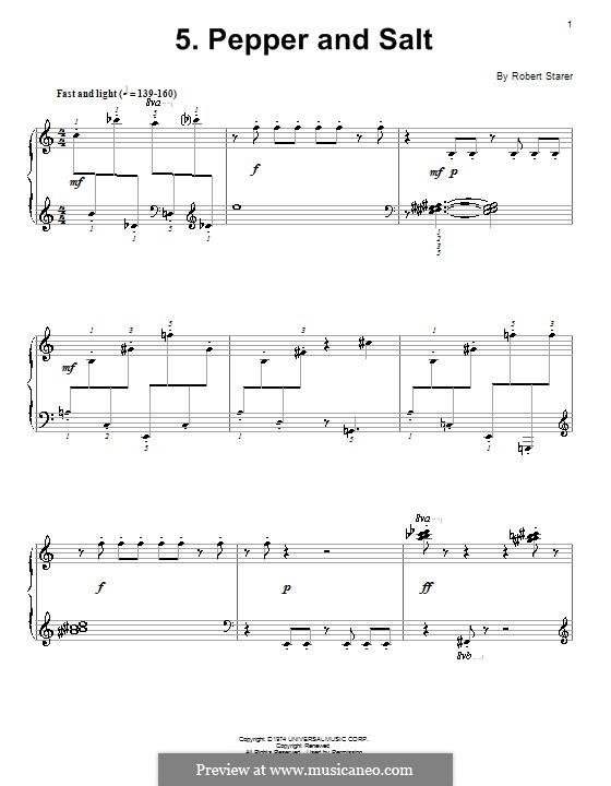 Pepper and Salt by R. Starer sheet music on MusicaNeo