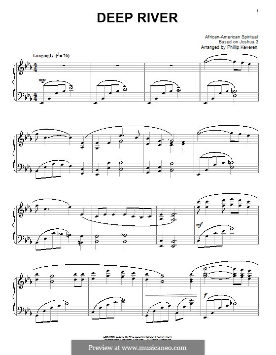 Deep River by folklore sheet music on MusicaNeo
