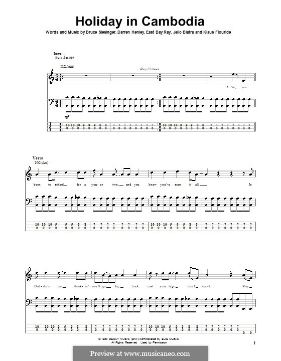 Holiday in Cambodia (The Dead Kennedys) by B. Slesinger, D. Henley, E.B