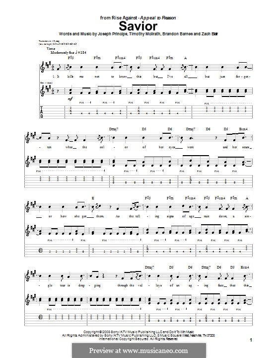 Savior (Rise Against) by B. Barnes, J. Principe, T. McIlrath, Z. Blair