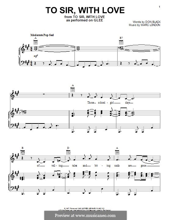 To Sir, with Love by M. London sheet music on MusicaNeo