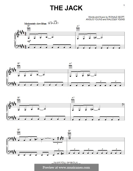 The Jack (AC/DC) by A. Young, M. Young, R. Scott sheet music on MusicaNeo