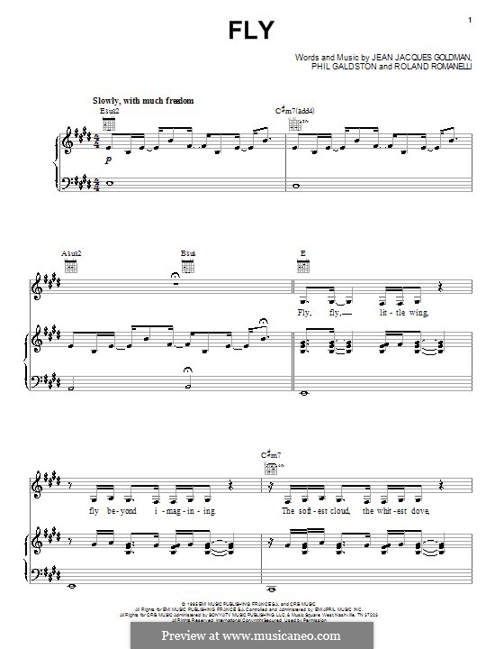 Fly (Celine Dion) by J. Goldman, P. Galdston, R. Romanelli on MusicaNeo