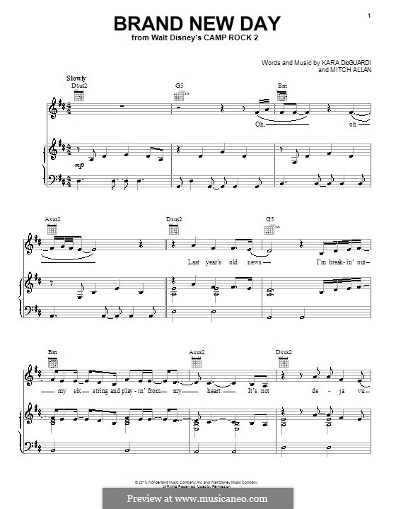 Brand New Day (Demi Lovato) by M. Allan sheet music on MusicaNeo