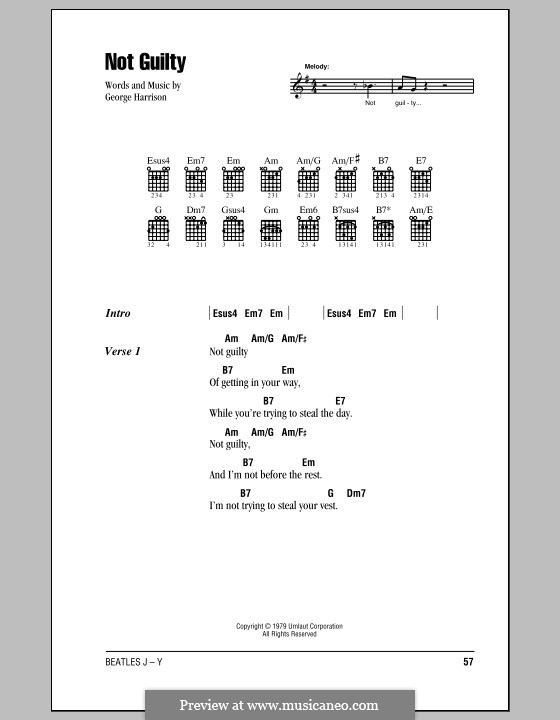 Not Guilty (The Beatles) by G. Harrison sheet music on MusicaNeo