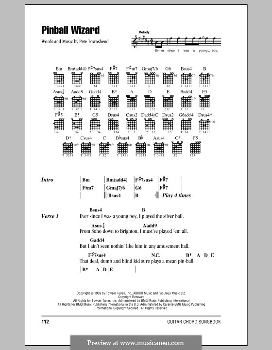 Pinball Wizard (The Who) by P. Townshend sheet music on MusicaNeo