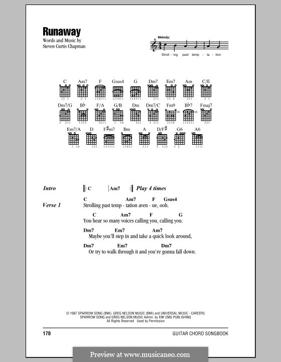 Runaway by S.C. Chapman sheet music on MusicaNeo