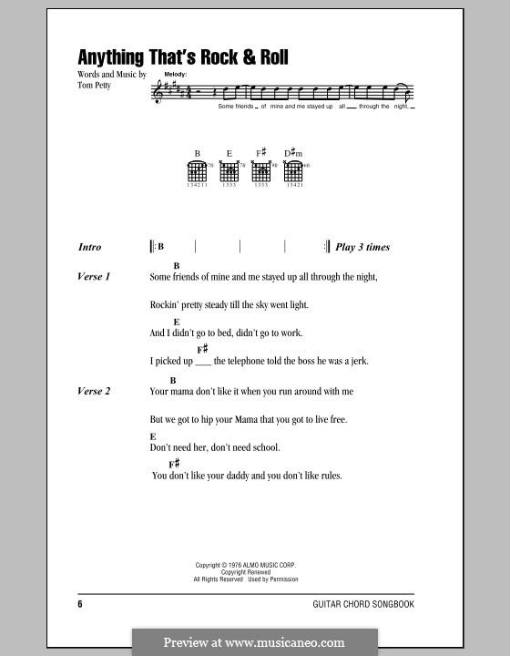 Anything That's Rock & Roll by T. Petty sheet music on MusicaNeo