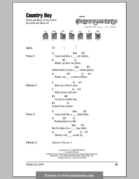 Country Boy (Ricky Skaggs) by A. Lee, R. Smith, T. Colton on MusicaNeo