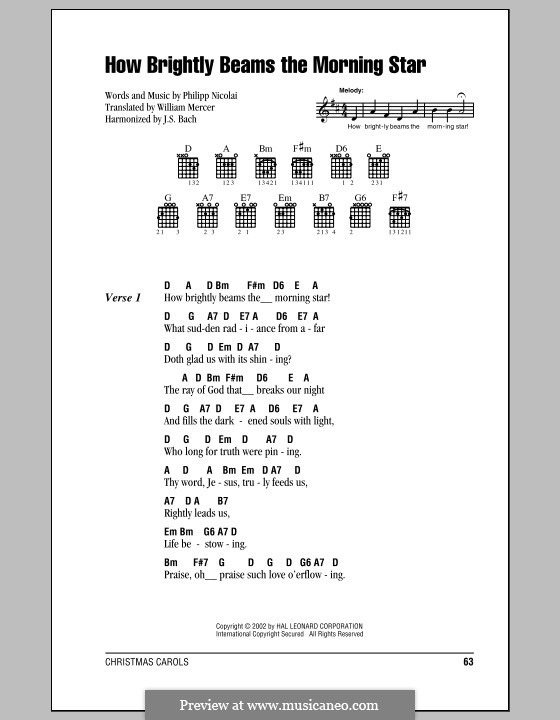 How Brightly Beams the Morning Star by P. Nicolai on MusicaNeo