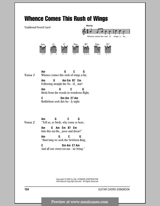 Whence Comes This Rush of Wings by folklore sheet music on MusicaNeo
