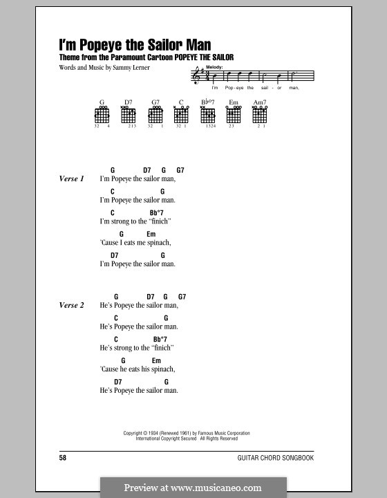 I'm Popeye the Sailor Man (from the Paramount Cartoon Popeye the Sailor