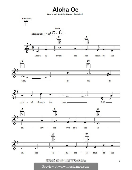 Aloha 'Oe by L. Liliuokalani free download on MusicaNeo