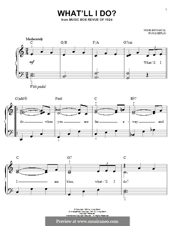 What'll I Do? by I. Berlin sheet music on MusicaNeo