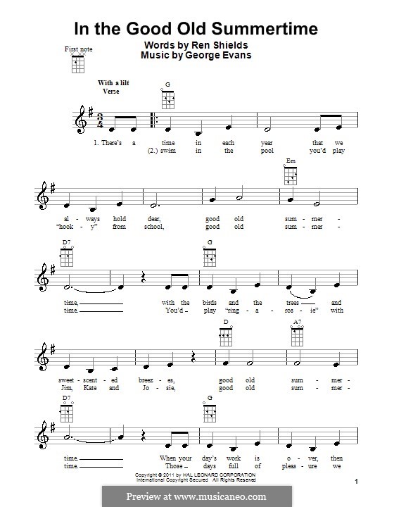 In the Good Old Summer Time by G. Evans free download on MusicaNeo
