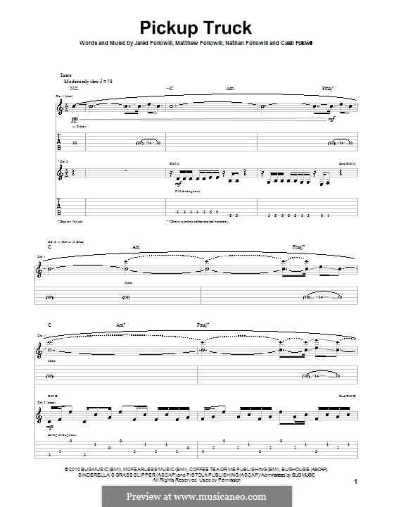 Pickup Truck (Kings of Leon) by A.C. Followill, J. Followill, M