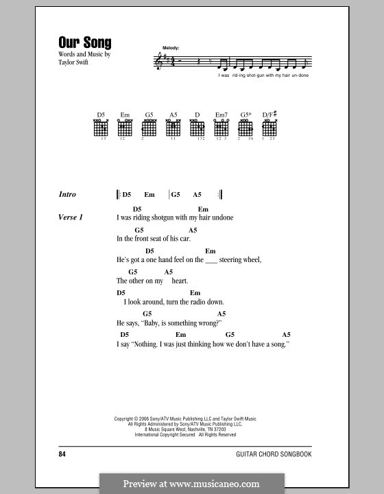 Our Song Taylor Swift Chords Sheet and Chords Collection