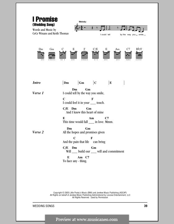 I Promise (Wedding Song) by K. Thomas sheet music on MusicaNeo