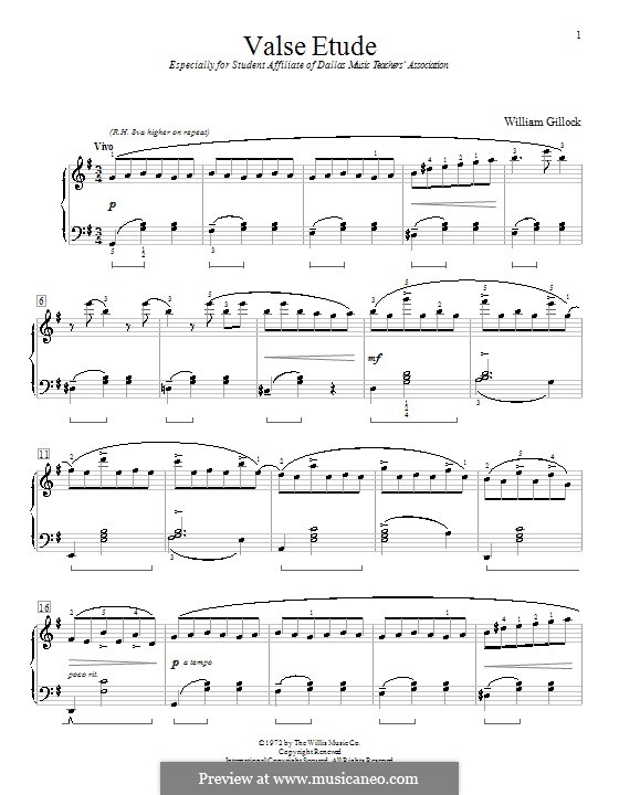 Valse Etude by W. Gillock sheet music on MusicaNeo