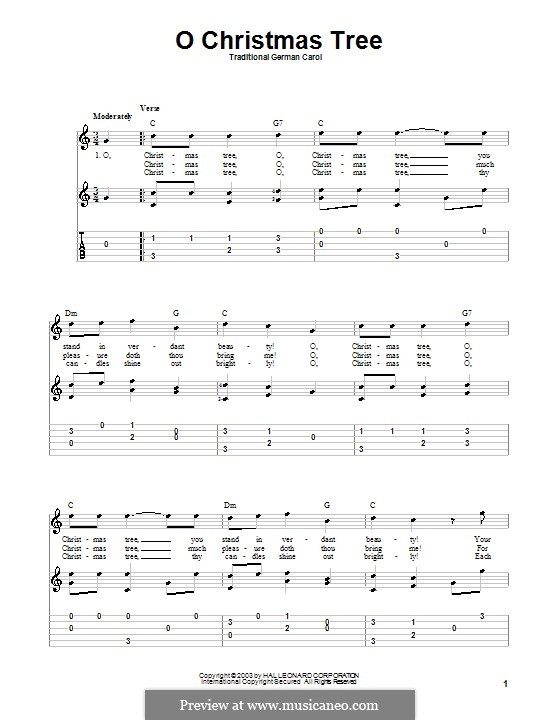 O Christmas Tree by folklore sheet music on MusicaNeo