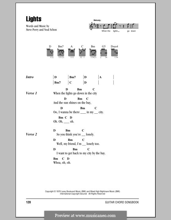 Lights (Journey) by N. Schon, S. Perry sheet music on MusicaNeo