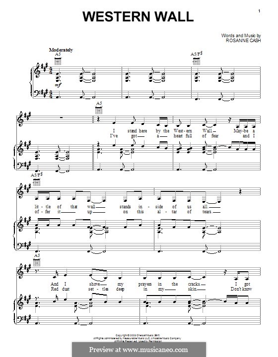 Western Wall by R. Cash sheet music on MusicaNeo