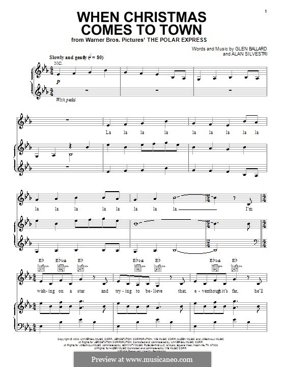 When Christmas Comes to Town by A. Silvestri sheet music on MusicaNeo