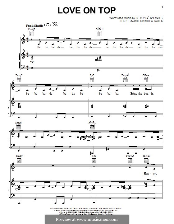 Love on Top (Beyonce) by S. Odadjian, T. Nash sheet music on MusicaNeo
