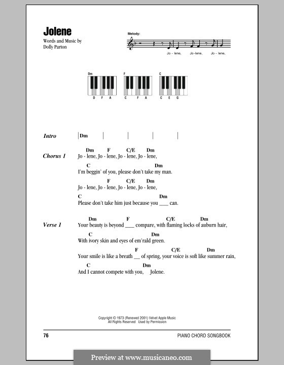 Jolene by D. Parton sheet music on MusicaNeo