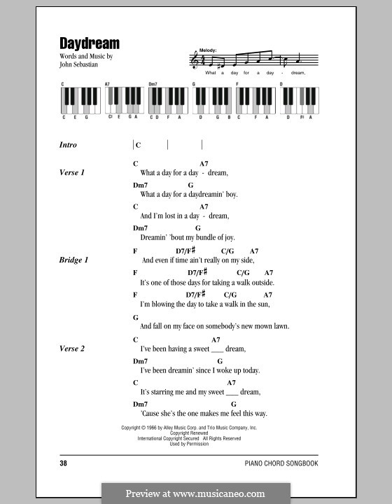 Daydream (The Lovin' Spoonful) by J.B. Sebastian sheet music on MusicaNeo