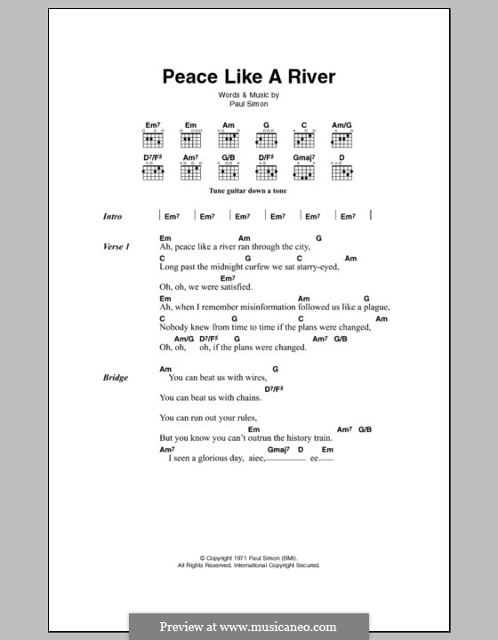 Peace Like a River by P. Simon sheet music on MusicaNeo