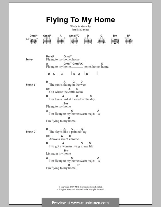Flying to My Home by P. McCartney sheet music on MusicaNeo