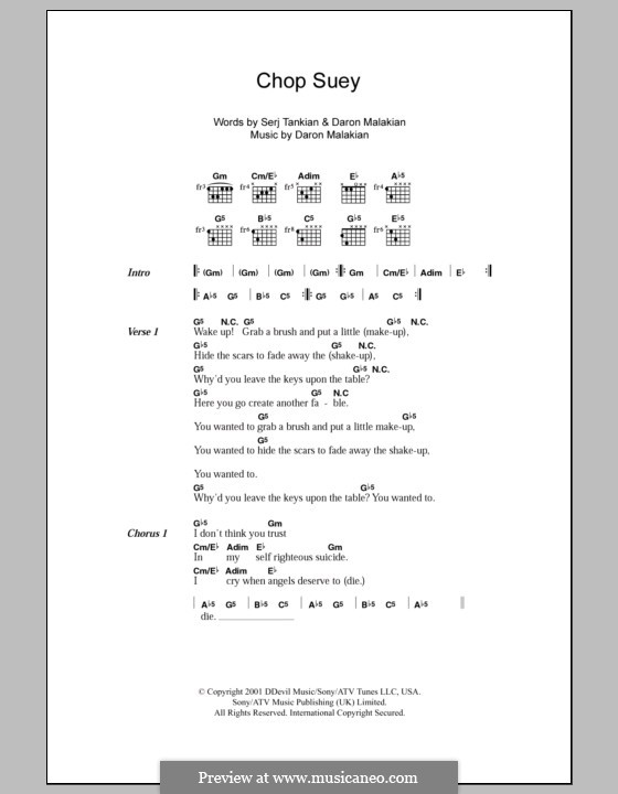 Chop Suey! (System of a Down) by D. Malakian, S. Tankian on MusicaNeo