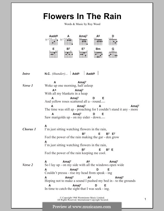Flowers in the Rain (The Move) by R. Wood sheet music on MusicaNeo