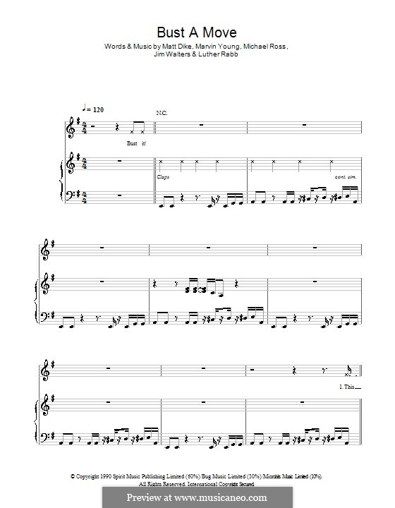Bust a Move by M. Young, M. Dike sheet music on MusicaNeo