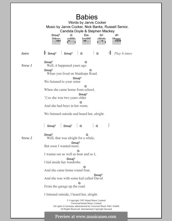 Babies (Pulp) by C. Doyle, J. Cocker, N. Banks, R. Senior, S. Mackey on MusicaNeo