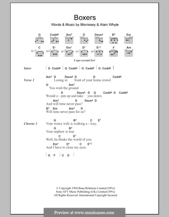 Boxers by Morrissey, A. Whyte sheet music on MusicaNeo