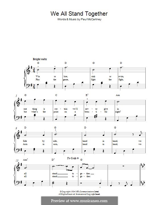 We All Stand Together by P. McCartney sheet music on MusicaNeo