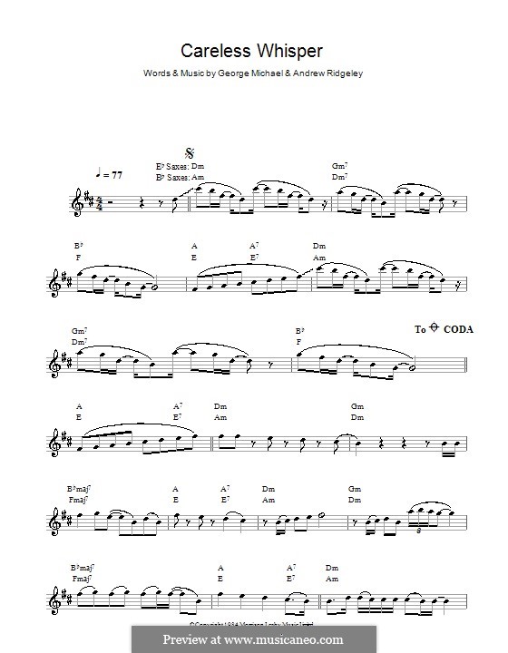 Careless Whisper by A. Ridgeley, G. Michael sheet music on MusicaNeo